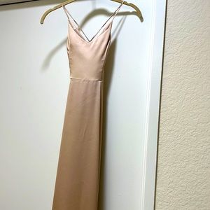 Show Me Your Mumu champagne satin bridesmaid dress, size small.